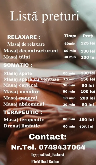 Masaj profesional la domiciliu brasov