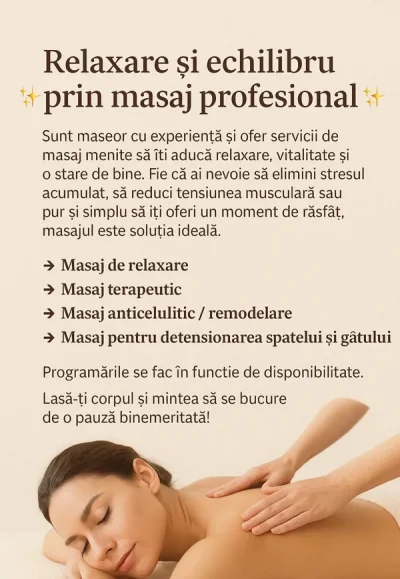 Relaxare si echilibru prin masaj profesional